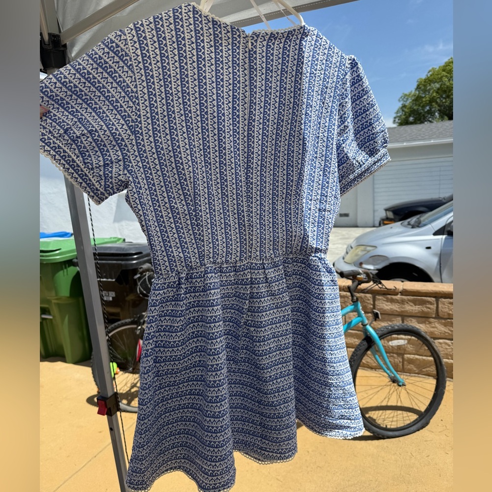 Blue and white stretchy dress- Lulus